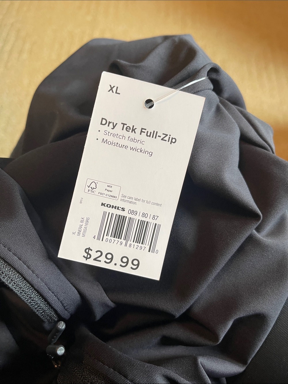 Men’s Tek Gear Full Zip Dry Tek Jacket Black Moisture Wicking XL - Picture 3 of 7